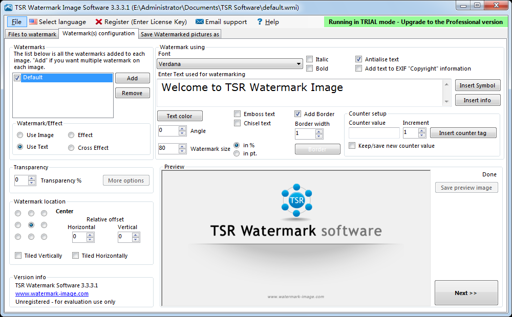 图像添加水印软件TSR Watermark Image v3.3.3.1 中文汉化版