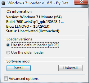 Win7 Loader 激活工具V1.6.5英文版
