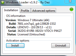 Windows 7 Loader 1.9.2绿色英文版(win7激活工具)