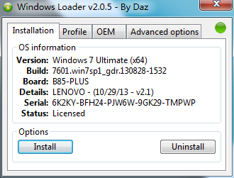 Windows 7 Loader 2.0.5英文版by Daz
