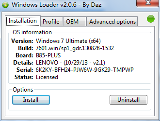 最佳win7激活工具Windows 7 Loader 2.0.6英文版
