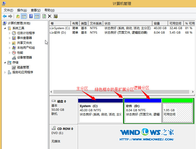 win8系统磁盘分区截图