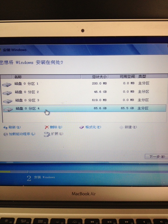 macbook air装win7