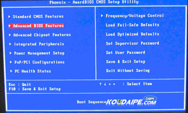 Advanced BIOS Features